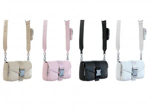 Pocket nylon and brushed leather bag 3D Model