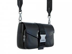 Pocket nylon and brushed leather bag 3D Модель