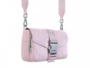 Pocket nylon and brushed leather bag 3D Модель
