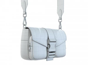 Pocket nylon and brushed leather bag 3D Model
