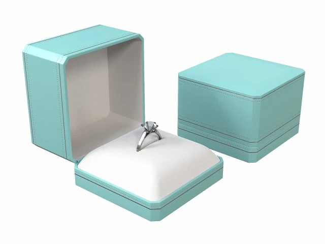 Ring with Tiffany Box 3D Model .c4d .max .obj .3ds .fbx .stl .blend 