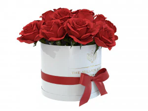 Caixa de buqu&ecirc; de rosas vermelhas com la&ccedil;o Modelo 3D