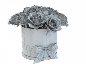 Red Rose Bouquet Box with a bow 3D Model