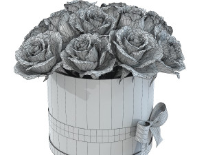 Red Rose Bouquet Box with a bow 3D Model