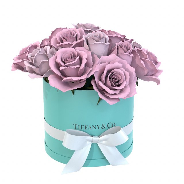 Pink Rose Bouquet Box with a bow 3D मॉडल .c4d .max .obj .3ds .fbx .stl .blend