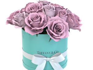 Pink Rose Bouquet Box with a bow 3D मॉडल