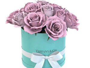 Kotak Buket Mawar Merah Muda dengan busur Model 3D