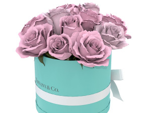 Pink Rose Bouquet Box with a bow 3D मॉडल