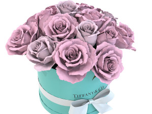 Pink Rose Bouquet Box with a bow 3D मॉडल