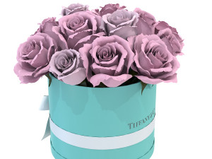 Pink Rose Bouquet Box with a bow 3D मॉडल