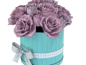 Pink Rose Bouquet Box with a bow 3D मॉडल