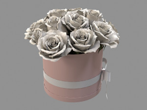 White Rose Bouquet Box with a Bow Modello 3D