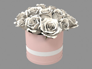White Rose Bouquet Box with a Bow Modello 3D