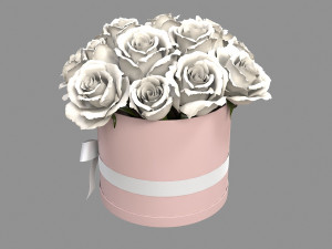 White Rose Bouquet Box with a Bow Modello 3D