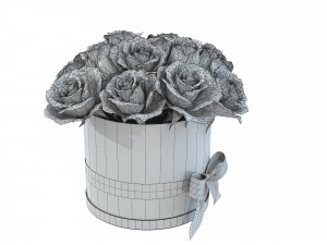 White Rose Bouquet Box with a Bow Modello 3D