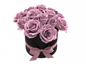 Pink Rose Bouquet Black Box with a Bow 3D-Modell