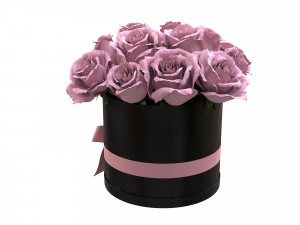 Pink Rose Bouquet Black Box with a Bow 3D-Modell
