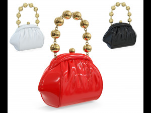 Handbag Purse with a gold chain 3D Model