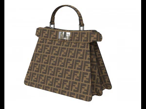 ピーカブー バッグ ブラウン ロゴ 3Dモデル