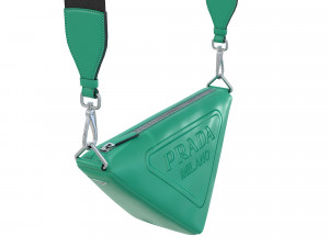 Triangle Shoulder Bag Green Leather Model 3D