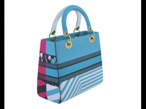 Small Lady Bag Blue D-Jungle Pop Embroidery 3D Model