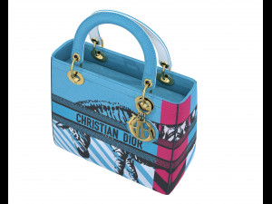 Small Lady Bag Blue D-Jungle Pop Embroidery 3D Model