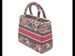 Small Lady Bag Multicolor Butterfly Embroidery 3D Model