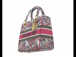 Small Lady Bag Multicolor Butterfly Embroidery 3D Model