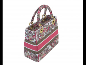 Small Lady Bag Multicolor Butterfly Embroidery 3D Model
