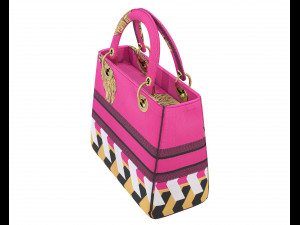 Small Lady Bag Pink Toile de Jouy Pop Embroidery 3D Model