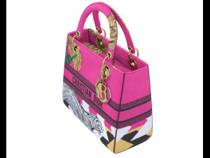 Small Lady Bag Pink Toile de Jouy Pop Embroidery 3D Model
