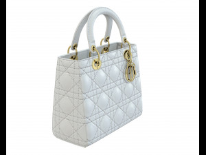 Small Lady Bag White Leather Model 3D