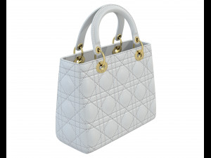 Small Lady Bag White Leather Model 3D