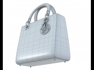 Small Lady Bag White Leather Model 3D