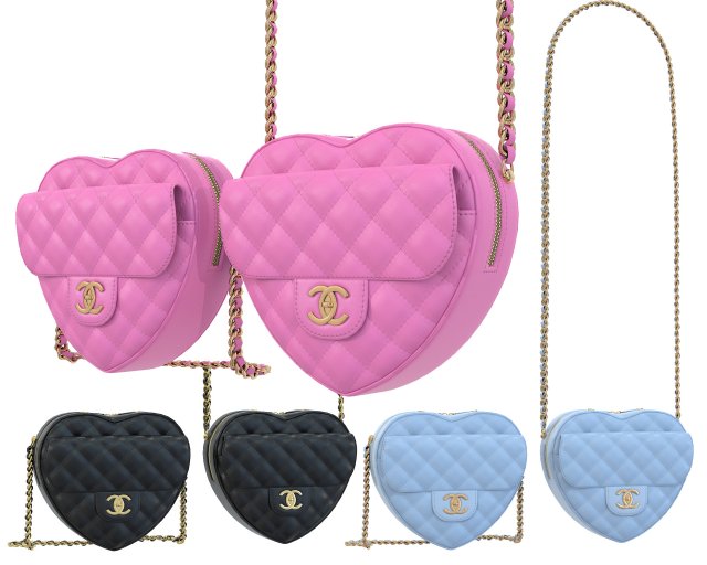 Heart Shoulder Bag 3D Model .c4d .max .obj .3ds .fbx .stl .blend
