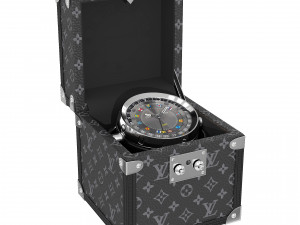 Trunk Table Clock 80mm Steel Monogram Model 3D