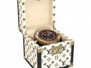 Trunk Table Clock 80mm Steel Monogram Model 3D
