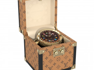 Trunk Table Clock 80mm Steel Monogram Model 3D