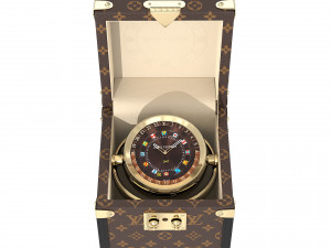 Trunk Table Clock 80mm Steel Monogram Model 3D