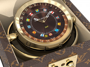 Trunk Table Clock 80mm Steel Monogram Model 3D