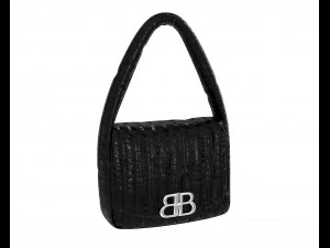 Bolso bandolera peque&ntilde;o Monaco acolchado negro Modelo 3D