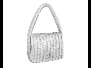 Bolso bandolera peque&ntilde;o Monaco acolchado plateado Modelo 3D