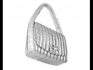 Monaco Small Sling Bag Quilted Silver 3D Модель