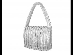Monaco Small Sling Bag Quilted Silver 3D Модель