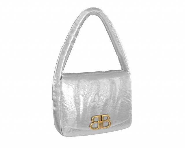 Monaco Small Sling Bag Quilted Silver 3D Model .c4d .max .obj .3ds .fbx .stl .blend