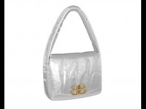 Bolso bandolera peque&ntilde;o Monaco acolchado plateado Modelo 3D