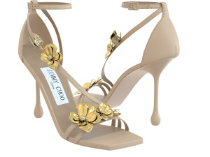 Satin Sandals with Metal Flowers 3D Model