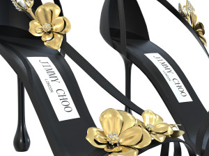 Satin Sandals with Metal Flowers 3D Model
