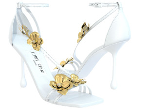 Satin Sandals with Metal Flowers 3D Model
