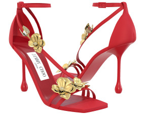 Satin Sandals with Metal Flowers 3D Model